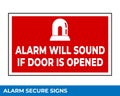 Notice Emergency Exit Only Alarm Will Sound When Door is Opened Sign In Vector, Easy To Use And Print Design Templates Royalty Free Stock Photo