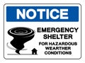Notice Emergency Shelter For Hazardous Werther Condition Symbol Sign, Vector Illustration, Isolate On White Background Label . Royalty Free Stock Photo