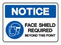 Notice Face Shield Required Beyond This Point Symbol Sign,Vector Illustration, Isolated On White Background Label. EPS10
