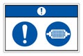 Notice Flame Arrester Must Be Worn Symbol Sign, Vector Illustration, Isolate On White Background Label. EPS10