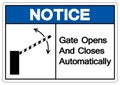 Notice Gate Opens and Closes Automatically Symbol Sign, Vector Illustration, Isolate On White Background Label. EPS10