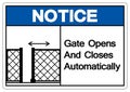 Notice Gate Opens and Closes Automatically Symbol Sign, Vector Illustration, Isolate On White Background Label. EPS10
