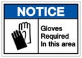 Notice Gloves Required In This Area Symbol Sign, Vector Illustration, Isolate On White Background Label. EPS10 Royalty Free Stock Photo
