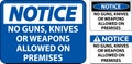 Notice Gun Rules Sign No Guns, Knives Or Weapons Allowed On Premises Royalty Free Stock Photo