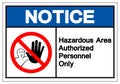 Notice Hazadous Area Authorized Personnel Only Symbol Sign ,Vector Illustration, Isolate On White Background Label .EPS10 Royalty Free Stock Photo