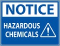 Notice Hazardous Chemicals Sign On White Background