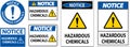 Notice Hazardous Chemicals Sign On White Background