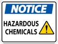 Notice Hazardous Chemicals Sign On White Background