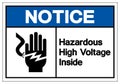 Notice Hazardous High Voltage Inside Symbol Sign, Vector Illustration, Isolate On White Background Label. EPS10