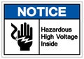 Notice Hazardous High Voltage Inside Symbol Sign, Vector Illustration, Isolate On White Background Label .EPS10 Royalty Free Stock Photo