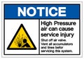 Notice High Pressure Air Can Cause Service Injury Symbol Sign, Vector Illustration, Isolate On White Background Label .EPS10 Royalty Free Stock Photo