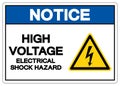 Notice High Voltage Electrical Shock Hazard Symbol Sign, Vector Illustration, Isolated On White Background Label .EPS10 Royalty Free Stock Photo