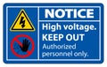 Notice High Voltage Keep Out Sign Isolate On White Background,Vector Illustration EPS.10 Royalty Free Stock Photo