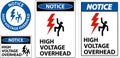 Notice High Voltage Overhead Sign On White Background Royalty Free Stock Photo