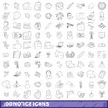 100 notice icons set, outline style Royalty Free Stock Photo