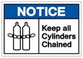 Notice Keep all cylinders chained Symbol Sign, Vector Illustration, Isolate On White Background Label .EPS10