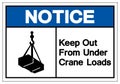 Notice Keep Out From Under Crane Loads Symbol Sign, Vector Illustration, Isolate On White Background Label .EPS10