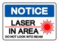 Notice Laser In Area Do Not Look Into Beam Symbol Sign, Vector Illustration, Isolate On White Background Label. EPS10 Royalty Free Stock Photo