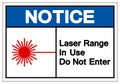 Notice Laser Range In Use Do Not Enter Symbol Sign, Vector Illustration, Isolate On White Background Label. EPS10 Royalty Free Stock Photo