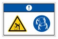 Notice Lift Hazard Use Four Person Lift Symbol Sign On White Background