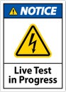 Notice Live Test In Progress Sign On White Background Royalty Free Stock Photo