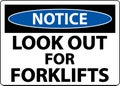 Notice Look Out For Forklifts Sign On White Background