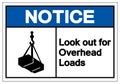 Notice Look Out For Overhead Loads Symbol Sign, Vector Illustration, Isolate On White Background Label. EPS10