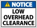 Notice Low Overhead Clearance Sign On White Background