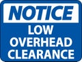 Notice Low Overhead Clearance Sign On White Background