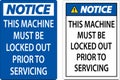 Notice This Machine Must Be Locked Out Prior To Servicing Sign