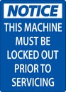 Notice This Machine Must Be Locked Out Prior To Servicing Sign