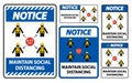 Notice Maintain social distancing, stay 6ft apart sign,coronavirus COVID-19 Sign Isolate On White Background,Vector Illustration