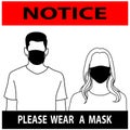 Notice or mandatory sign,for please wear a mask avoid covid-19
