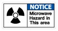 Notice Microwave Hazard Sign on white background,Vector illustration Royalty Free Stock Photo