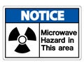 Notice Microwave Hazard Sign on white background,Vector Illustration Royalty Free Stock Photo