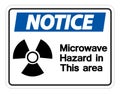 Notice Microwave Hazard Sign on white background,Vector llustration Royalty Free Stock Photo