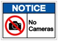 Notice No Cameras Symbol Sign, Vector Illustration, Isolated On White Background Label .EPS10 Royalty Free Stock Photo