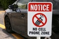 Notice No Cell Phone Zone Sign