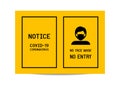 Notice No face mask No entry avoid COVID-19 coronavirus Royalty Free Stock Photo