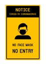 Notice No face mask No entry avoid COVID-19 coronavirus