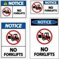 Notice No Forklifts Sign On White Background
