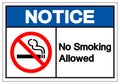 Notice No Smoking Allowed Symbol Sign ,Vector Illustration, Isolate On White Background Label. EPS10