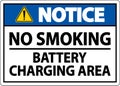 Notice No Smoking Battery Charging Area Sign On White Background