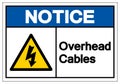 Notice Overhead Cables Symbol Sign ,Vector Illustration, Isolate On White Background Label .EPS10