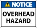 Notice Overhead Hazard Sign On White Background