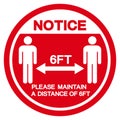 Notice Please Maintain A Distance 6ft Symbol, Vector Illustration, Isolated On White Background Label. EPS10 Royalty Free Stock Photo