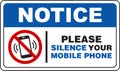 Notice Please Silence Your Mobile Phone Sign Royalty Free Stock Photo