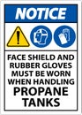 Notice PPE Required When Handling Propane Tanks Sign