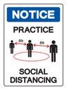 Notice Practice Social Distancing Symbol, Vector Illustration, Isolated On White Background Label. EPS10