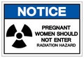 Notice Pregnant Women Should Not Enter Radiation Hazard Symbol Sign ,Vector Illustration, Isolate On White Background Label. EPS10